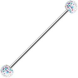 14 Gauge Aurora Crystal Ferido Ball Industrial Barbell