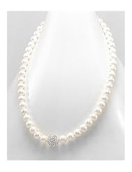 White (Natural) Fresh Water Pearl Necklace In Brass