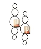 Set of Iron Circles Sconces with Glass Inserts