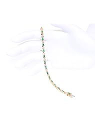 14K Yellow Gold Diamond and Emerald Bracelet