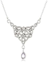 Sterling Silver Celtic Knot with Gemstone Drop Pendant Necklace, 16"
