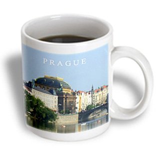 3dRose Prague State Opera House by The Vltava River, Czech Republic Travel Souvenir Mug, 11 oz, Ceramic