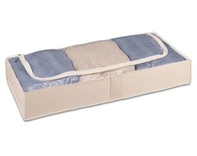Storage Chest Under Bed Clear Top in Natural Canvas (6x41x18) by Whitney Design