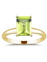 6.61 Cts Peridot Solitaire Ring in 14K Yellow Gold