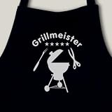 Grillschürze Grillmeister 5 Sterne Schürze Küche 75x100cm schwarz / silber-metallic