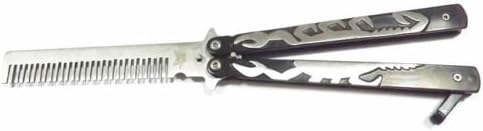 Black Practice BALISONG Metal Butterfly Scorpion Trainer Outdoor Knife Comb
