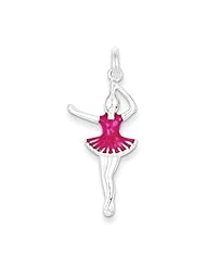 Sterling Silver Pink Enameled Ballerina Charm