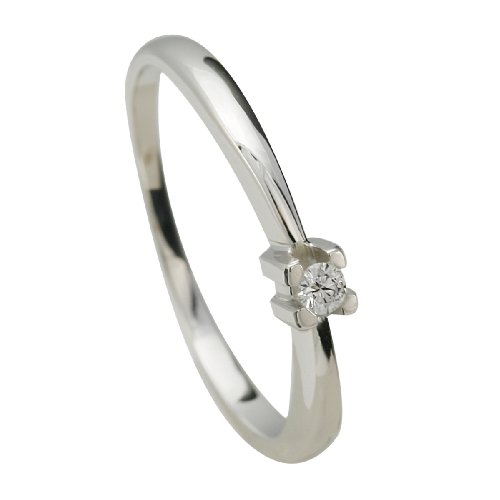 Bella Donna Damenring 585/000 Wei&szlig;gold 1 Brillant 0,05ct. get&ouml;ntes Wei&szlig; Lupenrein Ringgr&ouml;&szlig; Preisvergleich
