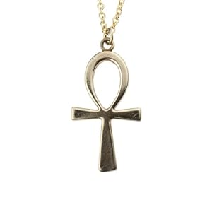 Ankh Peace Bronze Pendant Necklace on Rolo Chain