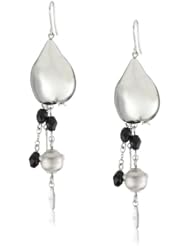 Breil Jewelry "Bloom" Double Look Expandable Earrings with Black Onyx Charms