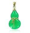 14 KT Yellow Gold & Green Jade Gourd Pendant 14K Charm