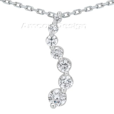 14K White Gold Round Cut Diamond Journey Pendant: 16in (1.50ct.tw, HI Color, SI2-3 Clarity)