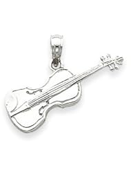 14k Gold White Gold 3-D Violin Pendant