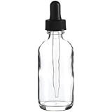2 Oz (60 ml) CLEAR Boston Round Glass Bottle w/ Dropper - Pack of 12