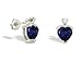 14K White Gold Genuine Heart Sapphire and Diamond Earrings