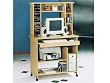 Natural Wood Color Computer Desk w/ Hutch