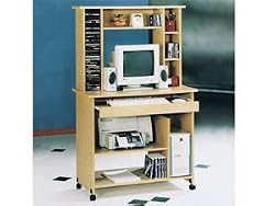 Natural Wood Color Computer Desk w/ Hutch