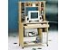 Natural Wood Color Computer Desk w/ Hutch