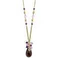 Passions Brass Tone Amethyst Color Teardrop Long Necklace