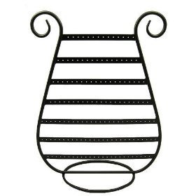 Table Top Jewelry Earring Display Holder Rack Stand Black Metal Harp