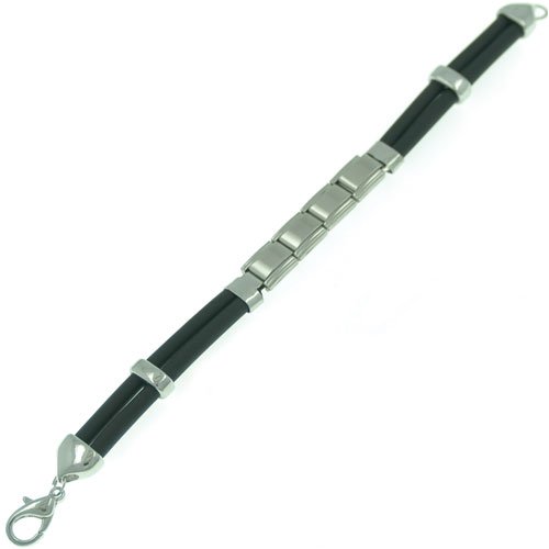 Black Strap Italian Charms Bracelet Link