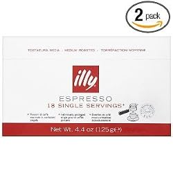 illy Caffe Espresso (Medium Roast, Red Band), 18-Count E.S.E. Pods (Pack of 2)