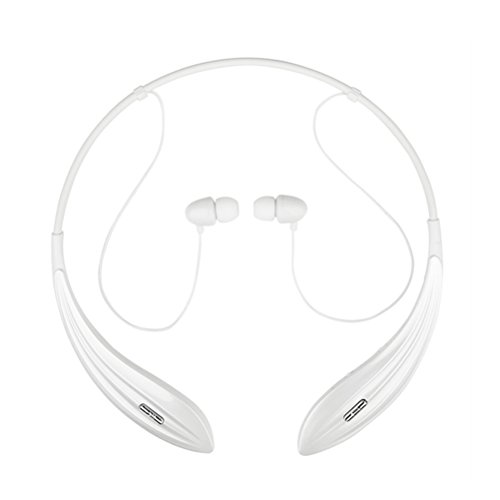 Bluetooth 4.0 Around-the-Neck Wearable Wireless Headset Stereo Headphone ,Music Streaming and Hands-free Talking, longest Standby Time and Wireless Range, Enhanced Audio & Bass Response (white)