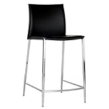 Baxton Studio 37-1/2-Inch-Tall Leather Counter Stool, Set of 2, Black and C ....