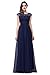 Babyonline Women's Cap Sleeve Lace Prom Dress Ruched Chiffon Evening Gowns