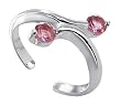 .925 Sterling Silver with Two Pink Cubic Zirconia Toering