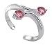 Sterling Silver Toe Rings with Two Pink Cubic Zirconia Toering