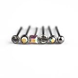7 Pack-22G Surgical Steel Nose Studs: 5 Iridescent Crystals-1 Ball Stud-1 Retainer-Hinged Gift Box