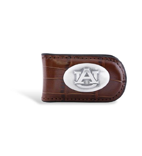 NCAA Auburn Tigers Tan Crocodile Leather Magnet Concho Money Clip, One Size