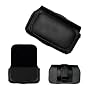 Executive Black Horizontal Leather Side Case Pouch with Belt Clip and Belt Loops for PALM PRE Phone [Perfect Fit by Accessory Export]