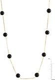 14 Karat Yellow Gold Black Onyx Station Necklace