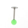 STAINLESS STEEL LABRET (ROUND) GREEN Gauge: 16, Ball Size: 4mm, Length: 8mm Sold as a Pair