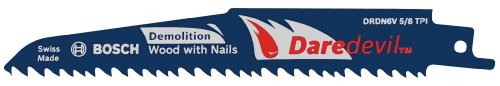 Bosch DRDN6V Daredevil 6-Inch Reciprocating Saw Blade, Demolition for Wood with Nails