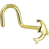 Solid 14KT Yellow Gold Dolphin Nose Screw Ring