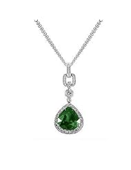 2.35Ct Pear Cut Emerald & Diamond Pendant 18k Gold