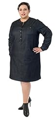 Plus Size Denim Stretchy Long Sleeves  Shirt  Dress