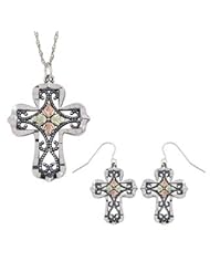 Oxidised Black Hills Silver Cross Jewelry Set