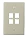 Leviton 41091-4TN QuickPort Midsize Wallplate, Single Gang, 4-Port, Light Almond