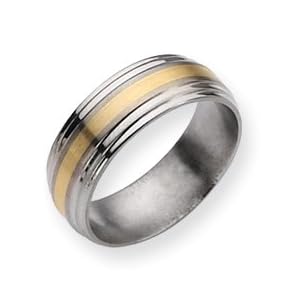 Titanium 14k Gold Inlay 8mm Brush/Polish Band