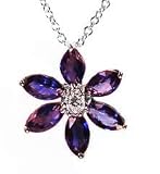 Marquise Shape Sapphire and Diamond Pendant, 14k White Gold, 18 Chain (T.w 1.53)