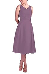 A-line Knee Length Short Chiffon Lace Evening Dress/Bridesmaid Dress/Mother-of-the-Bride Dress/Prom Dress/Party Dress 