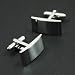 FashionOn Designer Formal Contemporary Silver Black Rectangle Cufflinks with Gift Box