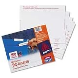 Avery(R) Worksaver(R) Tab Inserts For Hanging File Folder Tabs, 1/5 Cut For 2in. Tabs, Pack Of 100