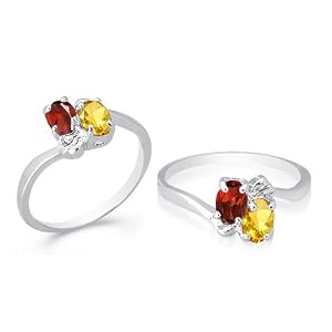 Buy Oval Cut Citrine Garnet Ring Sterling Silver by Peora