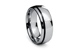 Tungsten Carbide Ring High Polish Dome with Black Resin Inlay 8mm
