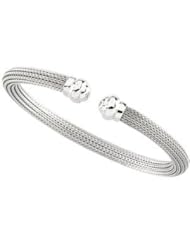 5.5 mm Hollow Mesh Cuff Bracelet 14K White 7.5 Inch Ch327
